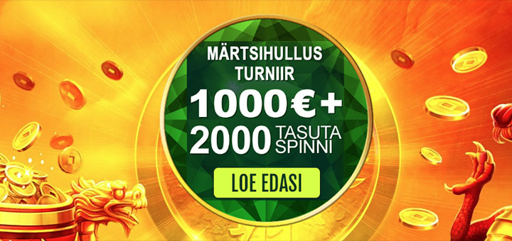 GrandX'i märtsihulluse turniiril €1000 ja 2000 spinni